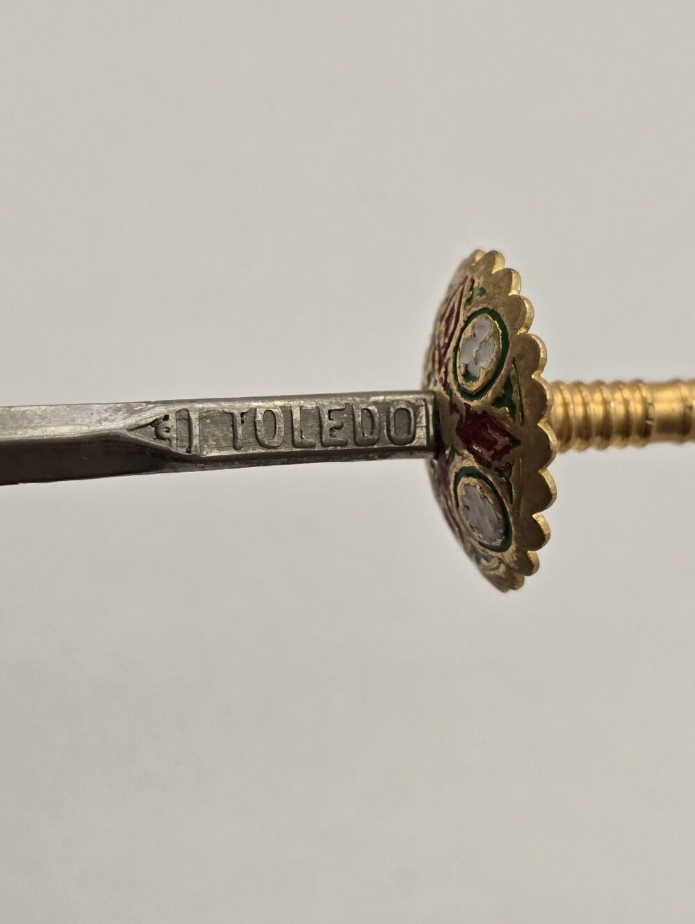 Vintage Toledo Spain Olive Garnish Picks Display Stand Damascene Bar Accessory - Picture 3 of 7